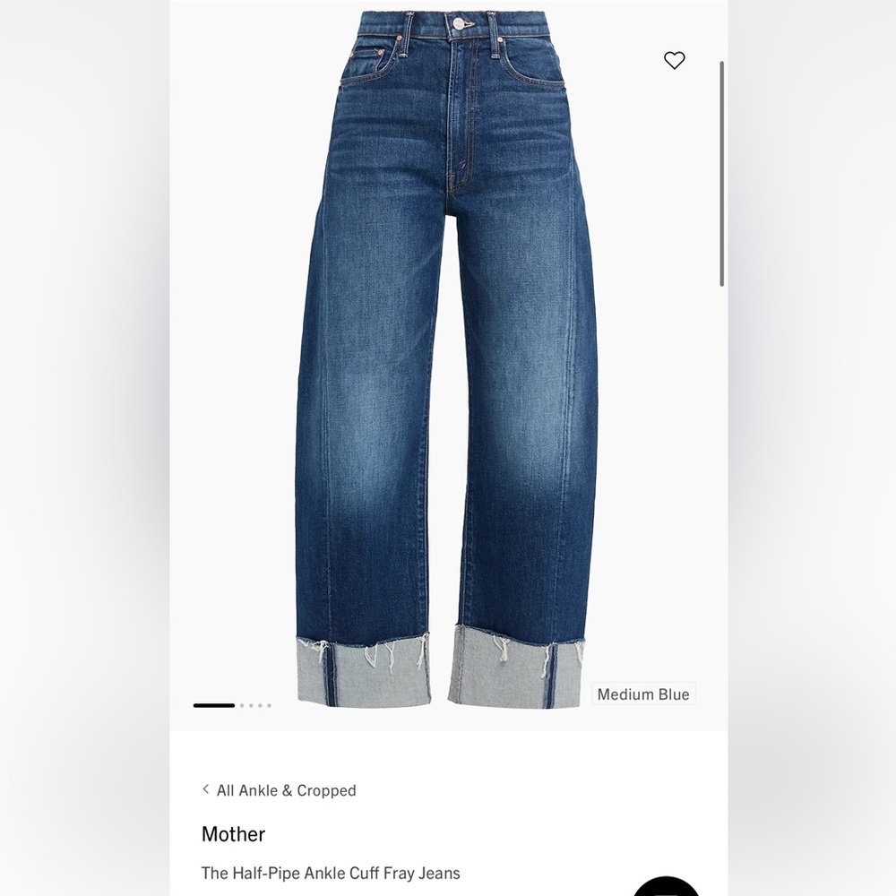 MOTHER The Half Pipe Ankle Cuff Fray Jeans in Perfectly Imperfect 26 EUC